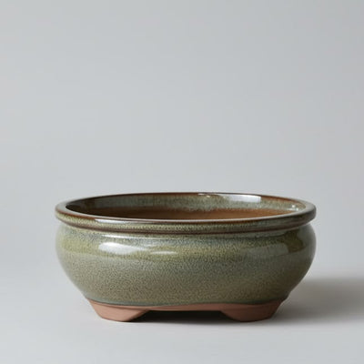 Round Glazed Bonsai Pot